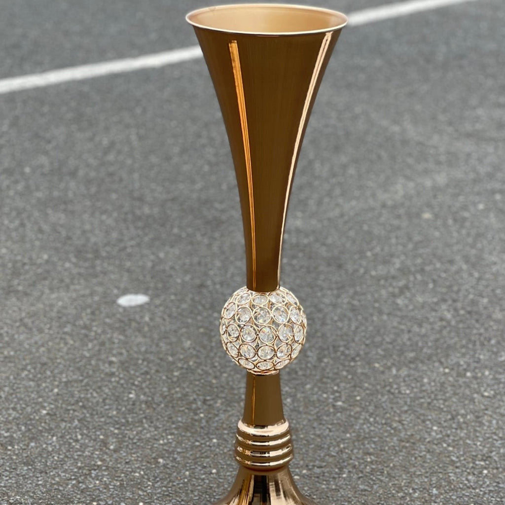 Vase -Trumpet crystal ball gold