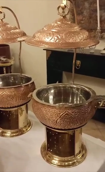 Traditional copper buffet warmer package