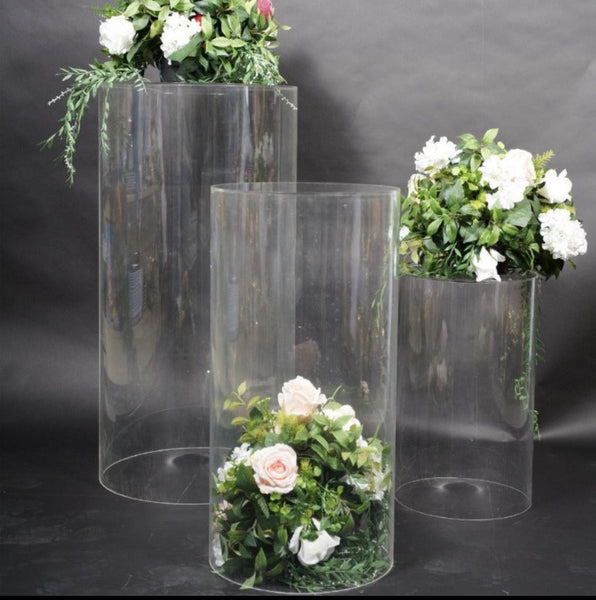 Plinth -acrylic clear ghost round 3pce