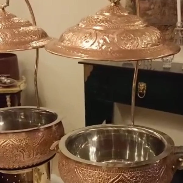 Traditional copper buffet warmer package