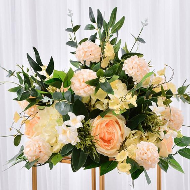 Floral centrepiece tall peach green