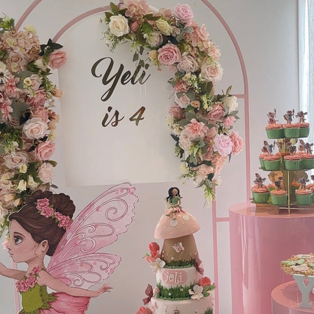 Floral  Panel- pink white