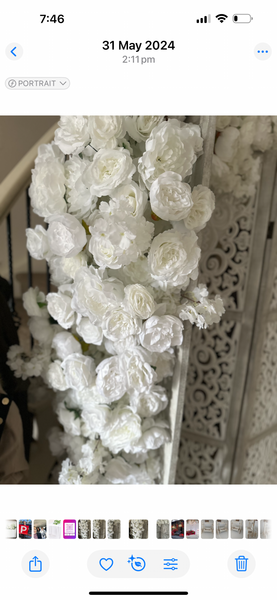 Snow White 2 metre  Floral Runner