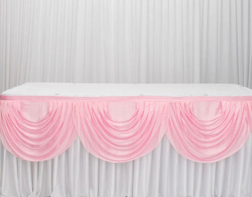 Table Skirting - scallop Baby Pink