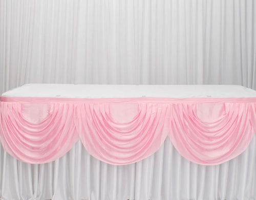 Table Skirting - scallop Baby Pink