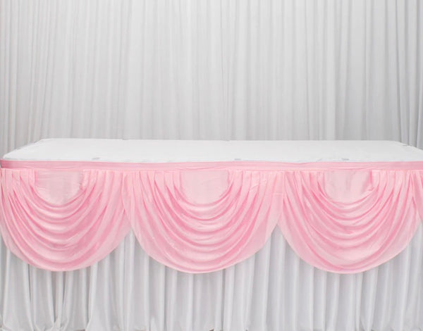 Table Skirting - scallop Baby Pink