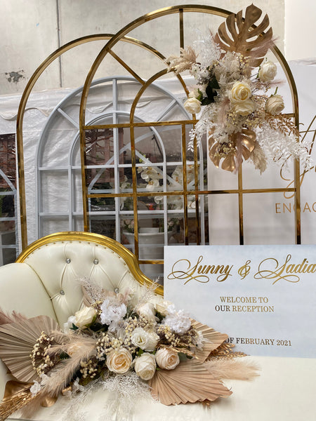 Floral arch ivory gold