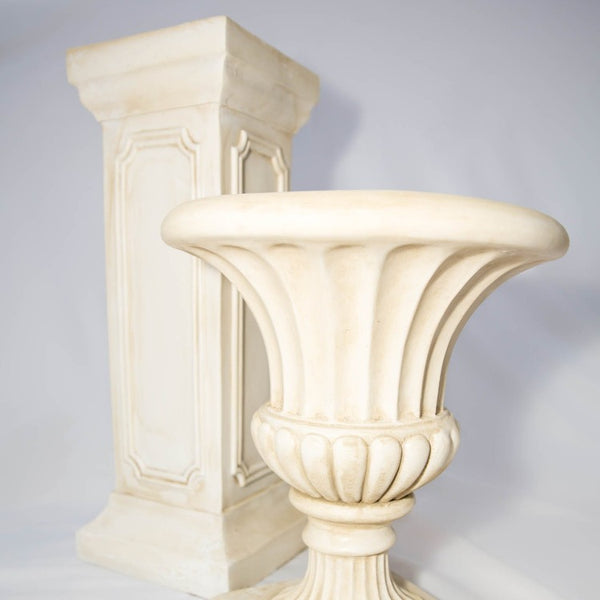 Vintage Urn and Pedestal - Ivory