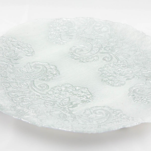 Charger Plate - Silver glass Damask