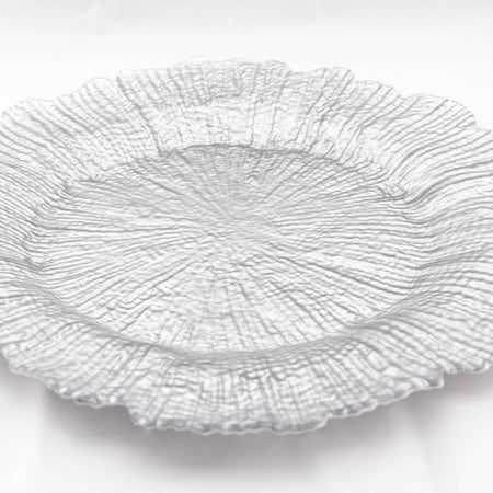 Charger Plate - Silver glass Damask