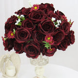 Floral Rose centrepiece -maroon daisy