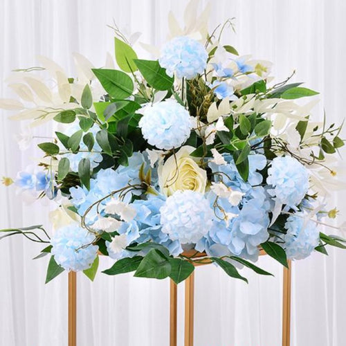 Floral centrepiece-tall baby blue green