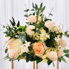 Floral centrepiece tall peach green