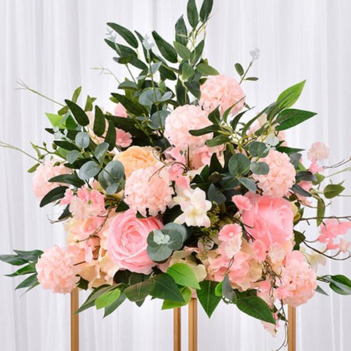 Floral centrepiece- tall pink peach green