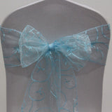 Organza Embroided Sash - Blue