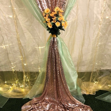 Curtain - Sequin Gold with White Chiffon