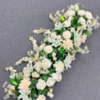 floral runner 1m white