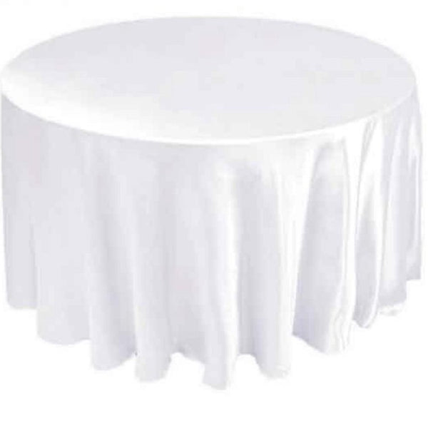 Tablecloth round-white satin or