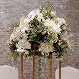 floral centrepiece white with greenery