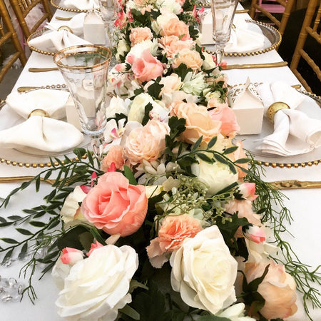 Floral centrepiece - Peach & Ivory