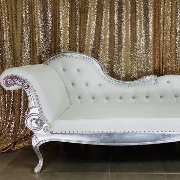 Chaise Lounge - White and Silver