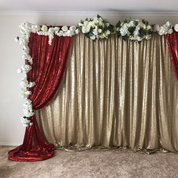 Curtain - Floral Gold & Red