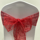Organza Embroided Sash - Red