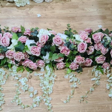 Floral Runner 1 metre pink white