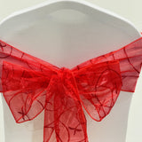 Organza Embroided Sash - Red