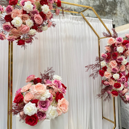 Floral  Panel- pink white