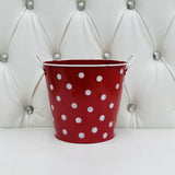 Tin Bucket - Red & White Polka Dot