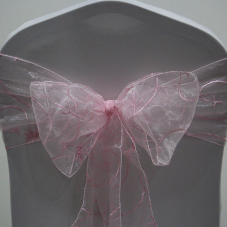 Organza Embroided Sash - Red