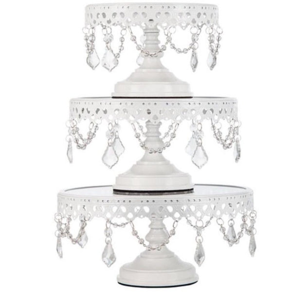 Cake Stand - White Diamonte