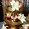 Gold cake table set 7pce - Hire