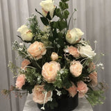 Floral centrepiece -Peach and White