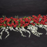 floral runner 2 metre red Wysteria