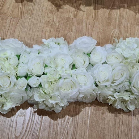 floral centrepiece white with greenery