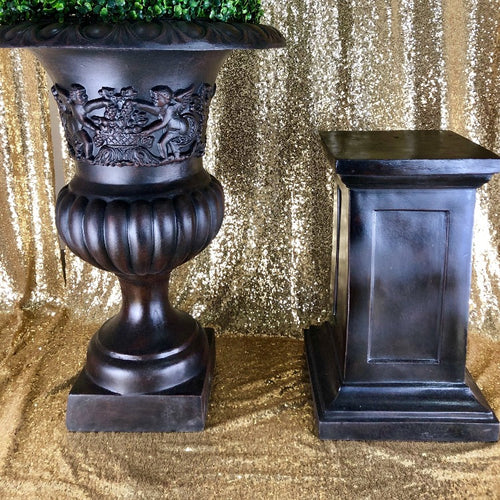 Vintage Urn and Pedestal - Black