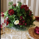 Floral centrepiece - Maroon & Ivory