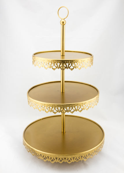 Gold cake table set 7pce - Hire